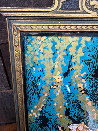Vintage Eglomise Painting Under Glass Art