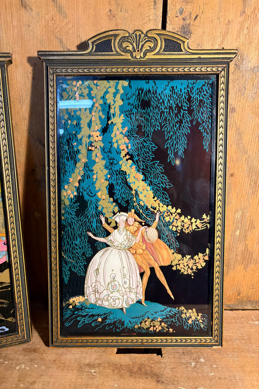 Vintage Eglomise Painting Under Glass Art